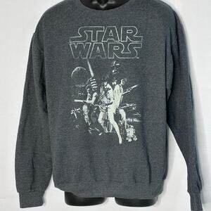 Star Wars Graphic Sweatshirt Mens Medium Gray Crewneck